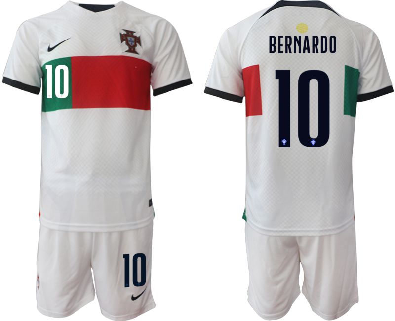 Men 2022 World Cup National Team Portugal away white #10 Soccer Jerseys